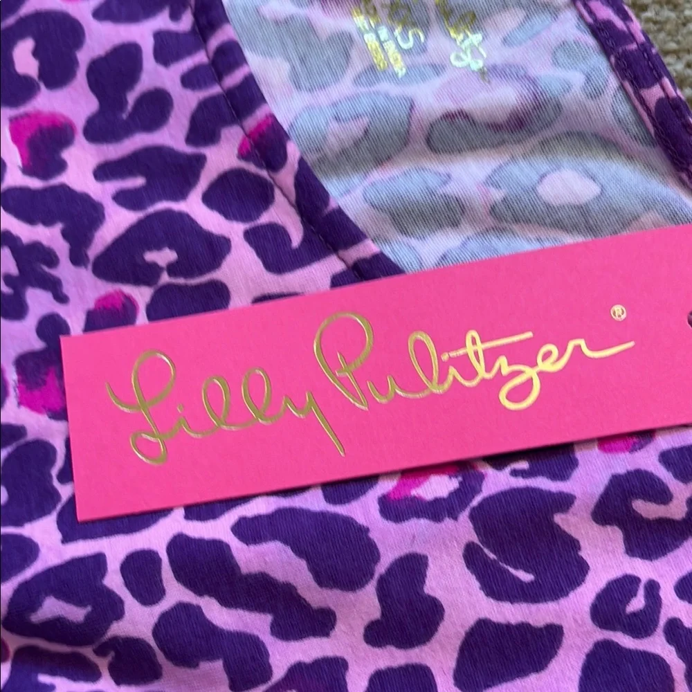 Lilly Pulitzer Jodee Swing Purple and White Puff Sleeve Sundress Leopard Print - Picture 2 of 8